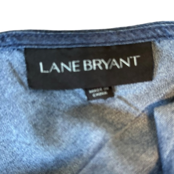 LANE BRYANT chambray denim look sleeveless tie waist crop jumpsuit size 12 - Picture 9 of 9